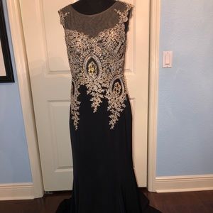 Black and Gold Prom Dress